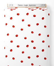 Tissu - Pommes rouges dispersées