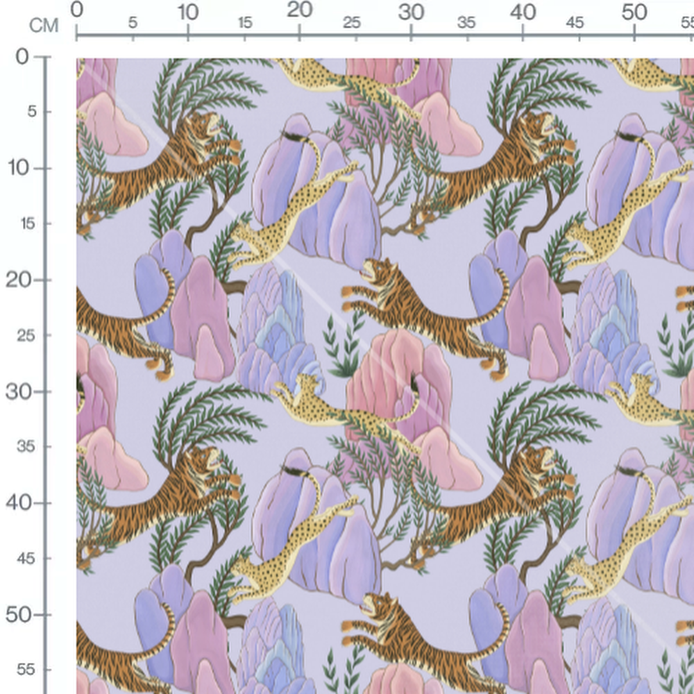 Tissu - Tigres et léopards sautants