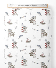 Tissu - Oursons marins et bateaux
