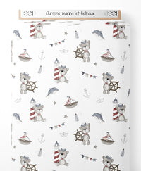Tissu - Oursons marins et bateaux