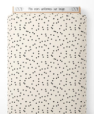 Tissu - Pois noirs uniformes sur beige