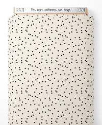 Tissu - Pois noirs uniformes sur beige