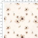 Tissu - Fleurs beige sur crème