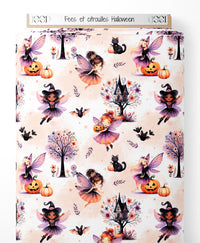 Tissu - Fées et citrouilles Halloween
