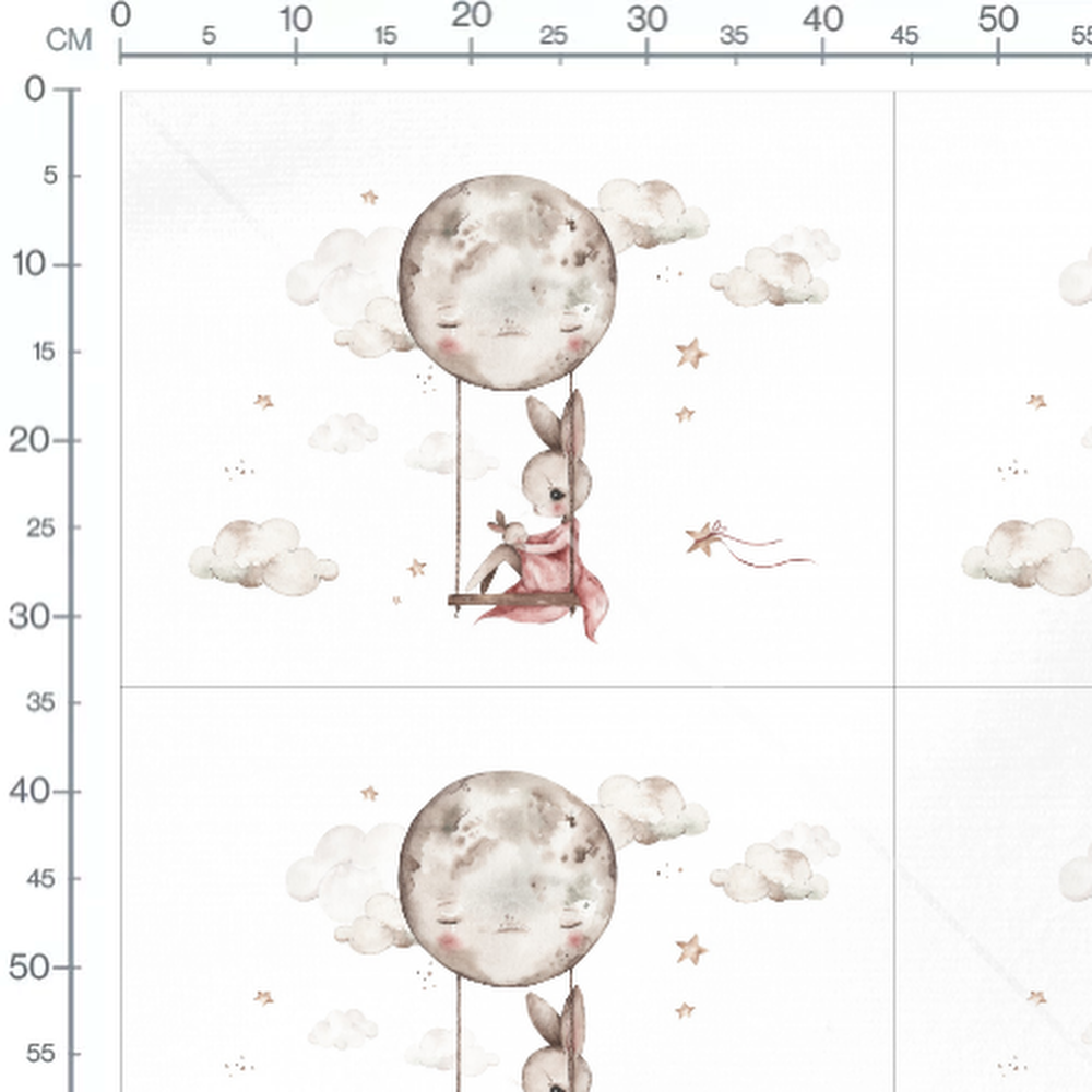Tissu - Lapin doré sous la lune