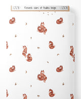 Tissu - Renards clairs et feuilles beige
