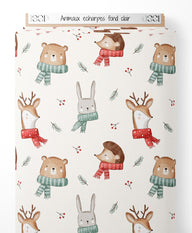 Tissu - Animaux écharpes sur fond clair