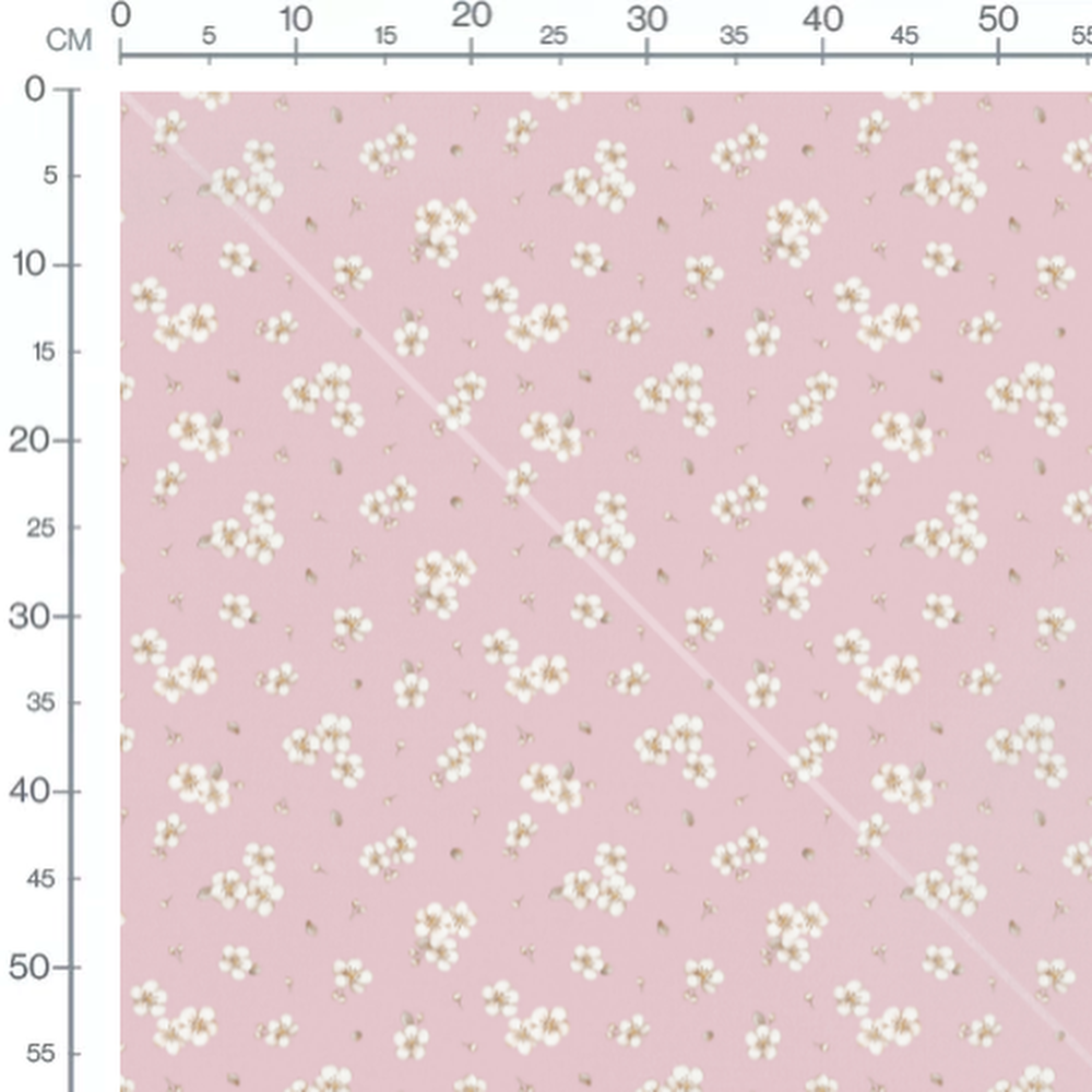Tissu - Fleurs blanches et bourgeons