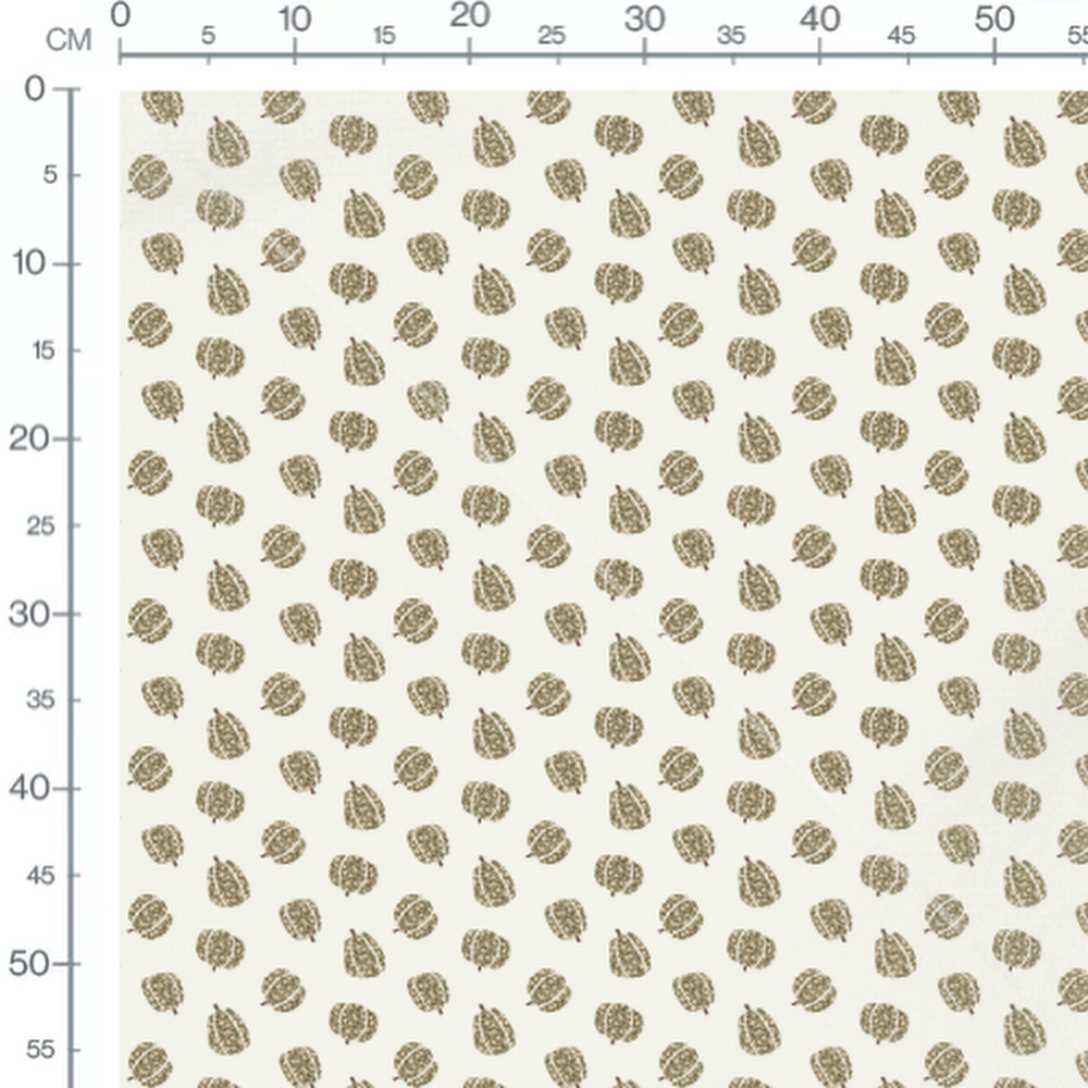 Tissu - Citrouilles fleuries sur crème