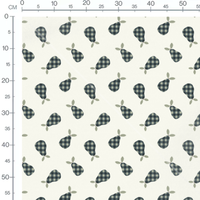 Tissu - Poires à carreaux verts et noirs