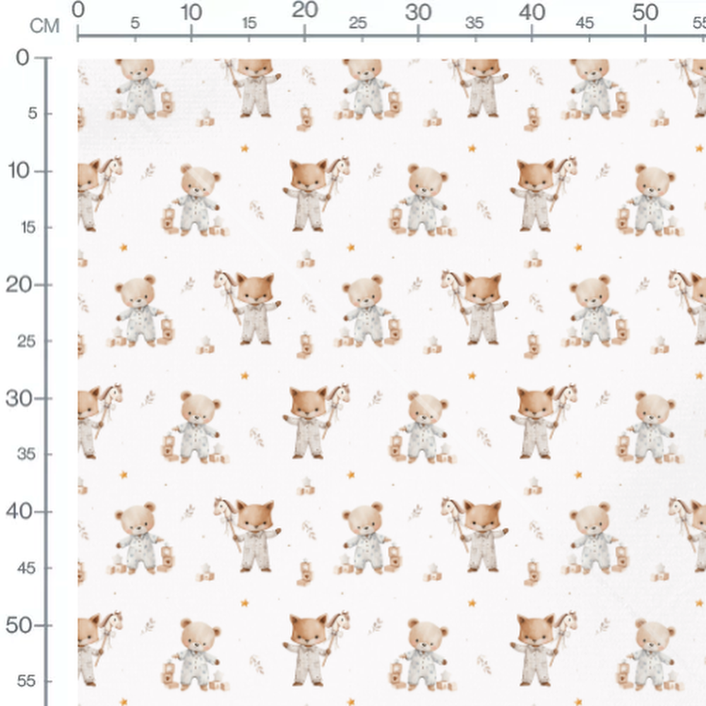 Tissu - Oursons en pyjama et étoiles
