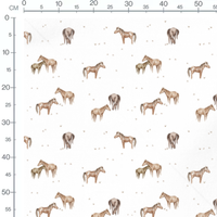 Tissu - Chevaux bruns et beige paisibles