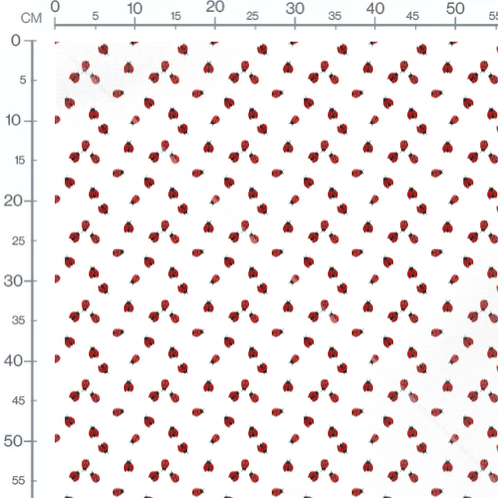 Tissu - Insectes rouges sur fond clair