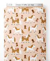 Tissu - Chevaux et bottes sur beige