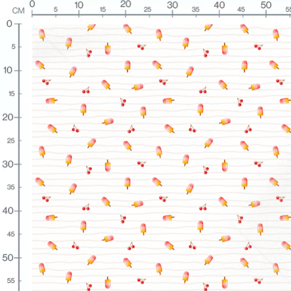 Tissu - Glaces et cerises colorées