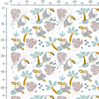 Tissu - Fleurs roses, bleues et blanches