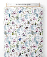 Tissu - Insectes et fleurs pastel