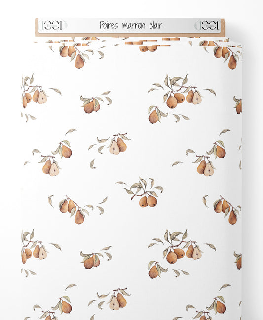 Tissu - Poires marron clair