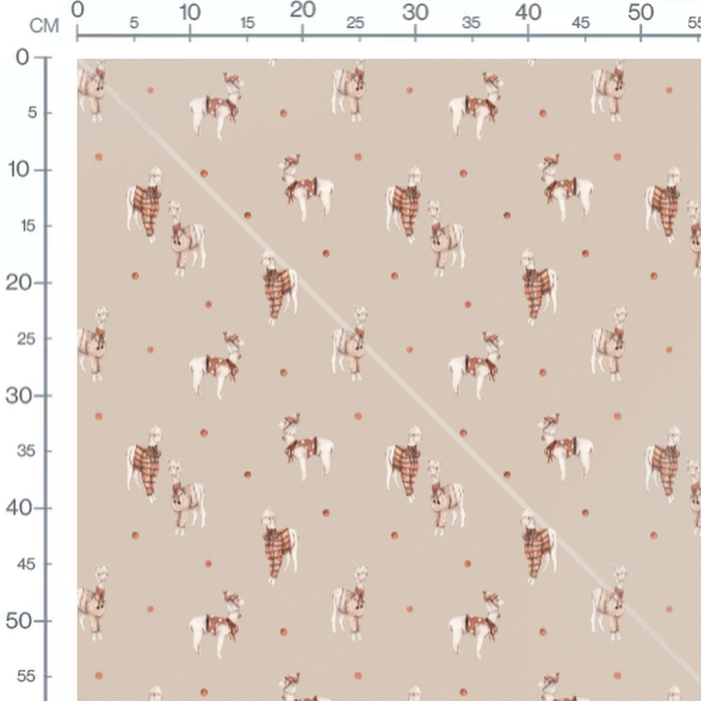 Tissu - Lamas en pulls sur beige