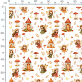 Tissu - Fées et maisons champignons