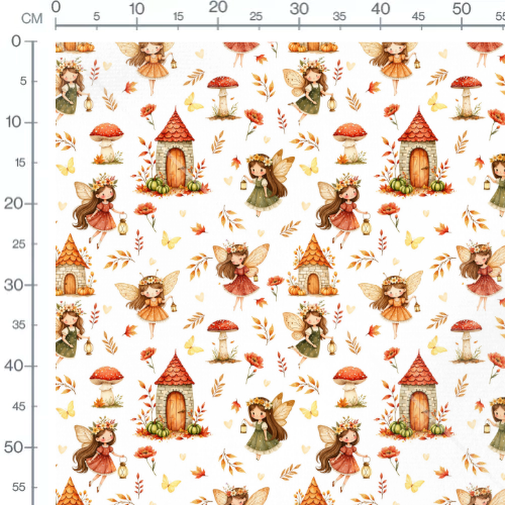 Tissu - Fées et maisons champignons