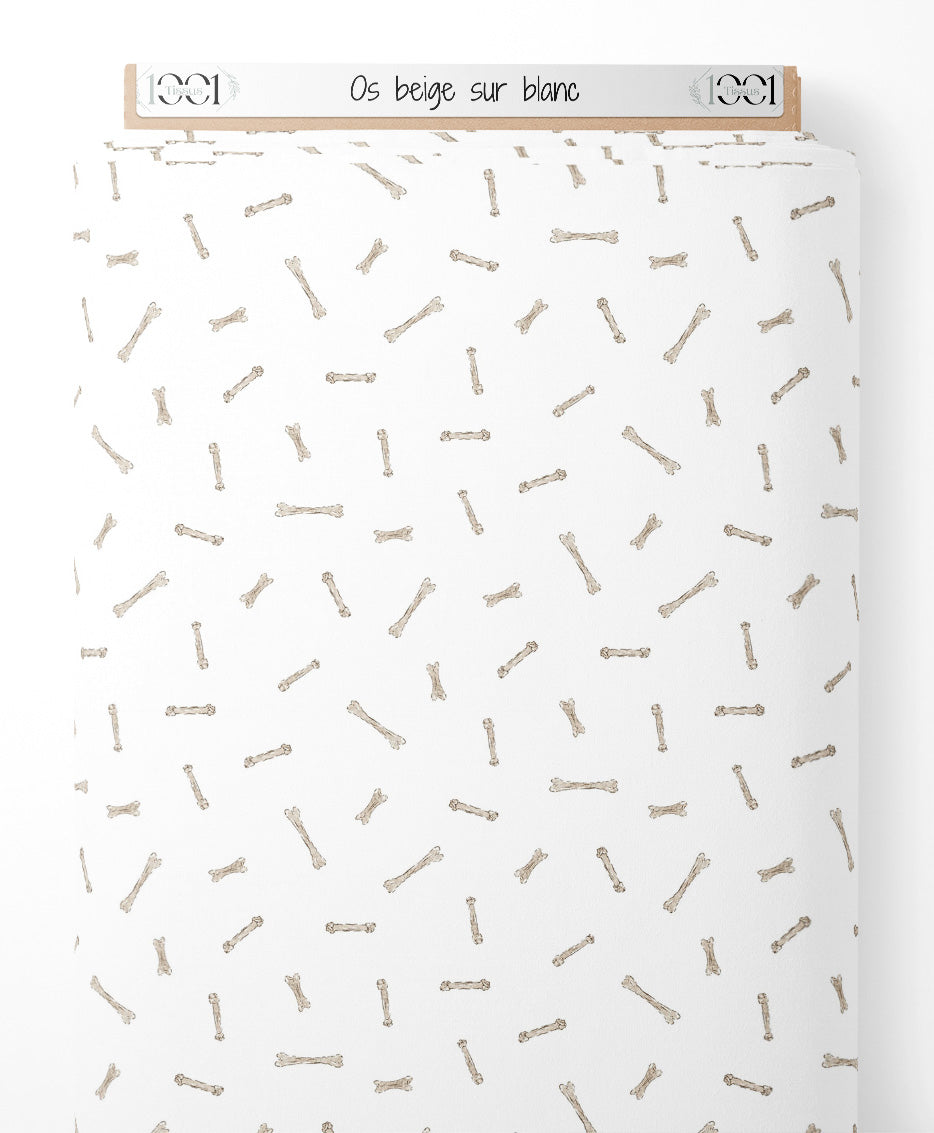 Tissu - Os beige sur blanc