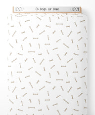 Tissu - Os beige sur blanc