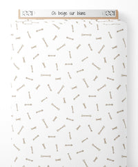 Tissu - Os beige sur blanc