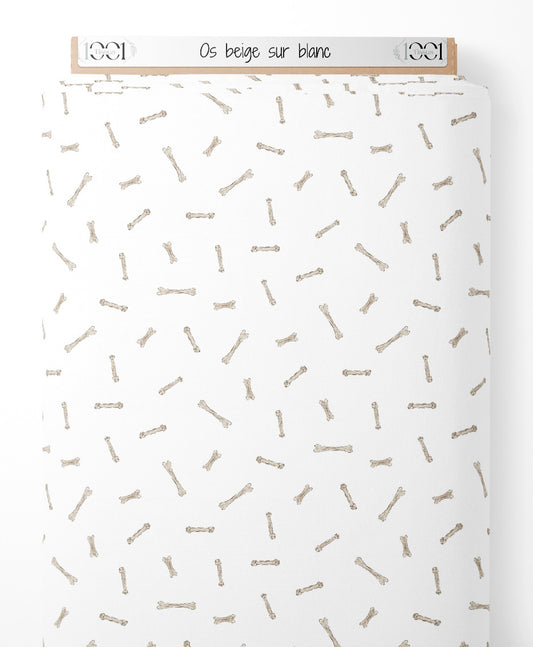 Tissu - Os beige sur blanc