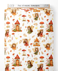 Tissu - Fées et maisons champignons