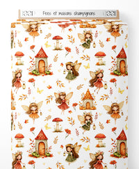 Tissu - Fées et maisons champignons