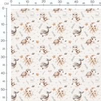 Tissu - Flore et faune marines beige