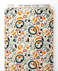 Tissu - Motifs organiques sur beige