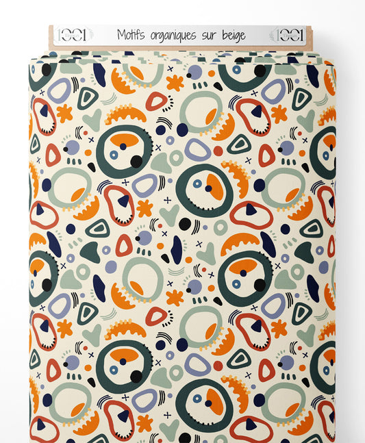 Tissu - Motifs organiques sur beige