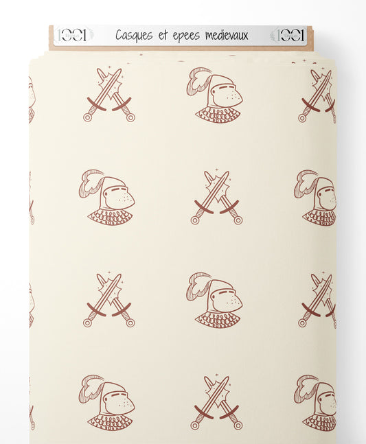 Tissu - Casques et épées médiévaux