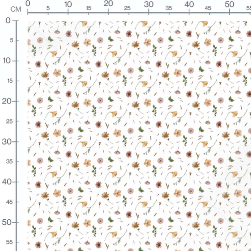 Tissu - Fleurs orange et marron texturées