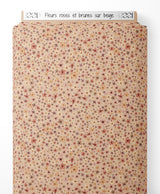 Tissu - Fleurs roses et brunes sur beige