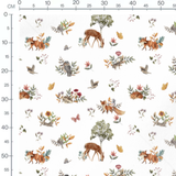 Tissu - Cerfs et fleurs en forêt