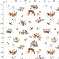 Tissu - Cerfs et fleurs en forêt