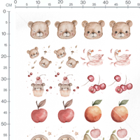 Tissu - Ours et fruits colorés