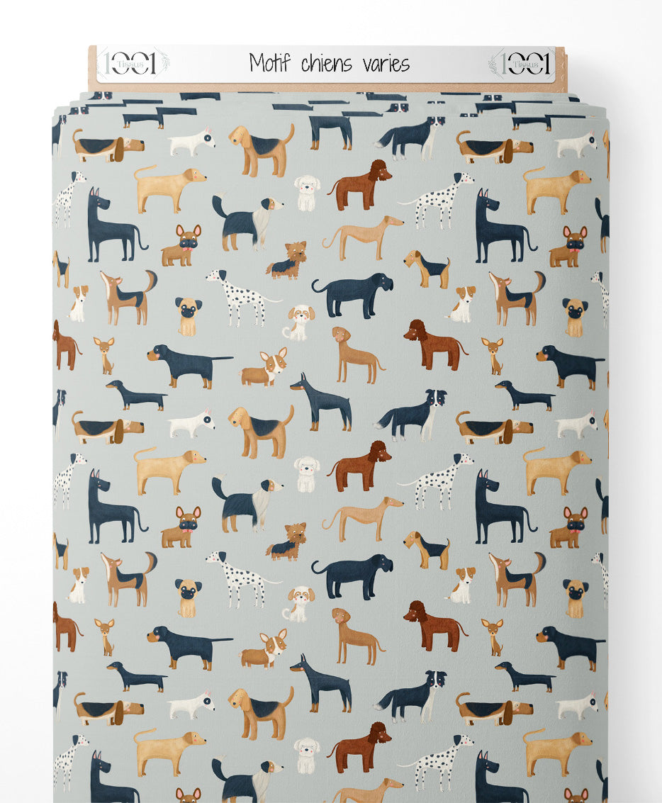 Tissu - Motif chiens variés