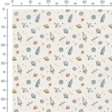 Tissu - Canards et arcs-en-ciel beige