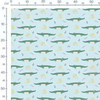 Tissu - Crocodiles verts sur fond bleu