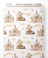 Tissu - Châteaux et dragons clair