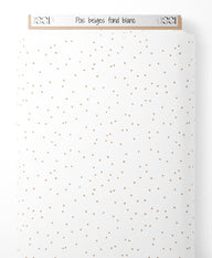 Tissu - Pois beiges sur fond blanc