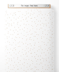 Tissu - Pois beiges sur fond blanc