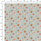 Tissu - Planètes joyeuses sur gris