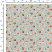 Tissu - Planètes joyeuses sur gris