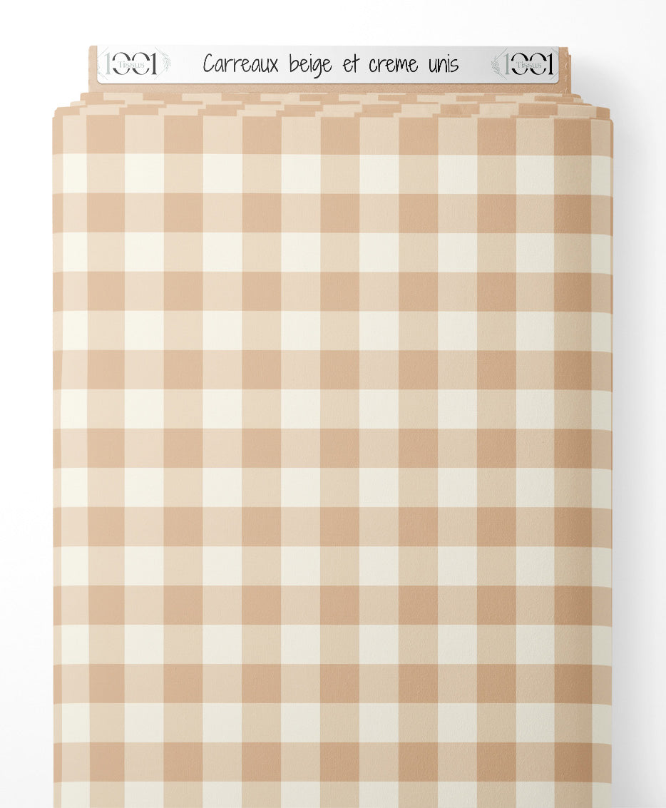 Tissu - Carreaux beige et crème unis