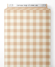 Tissu - Carreaux beige et crème unis